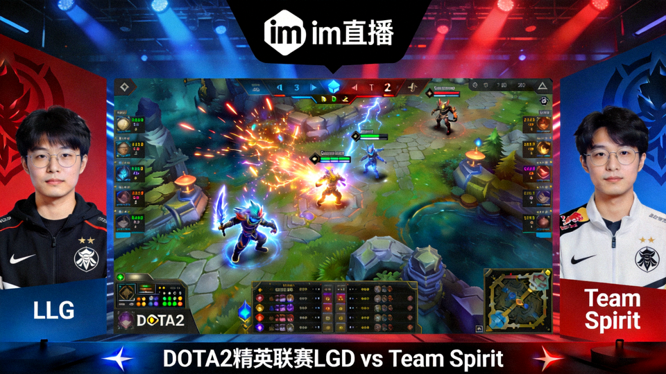 im直播画面展示DOTA2精英联赛LGD对阵Team Spirit的比赛实况